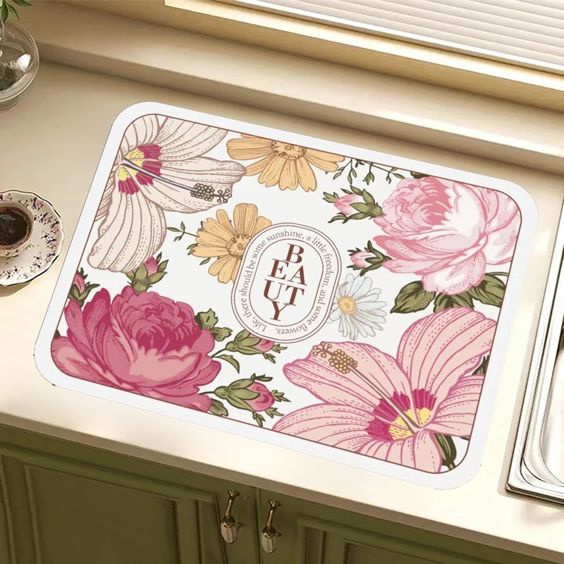 Vintage Floral Design Küchenmatte