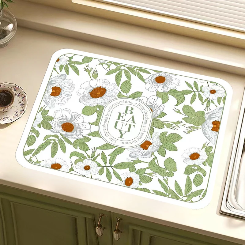 Vintage Floral Design Küchenmatte