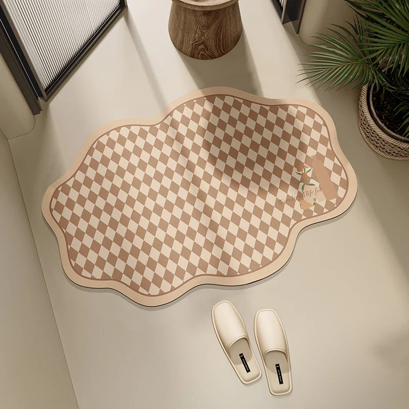 Stylische Schachbrett-Badematte