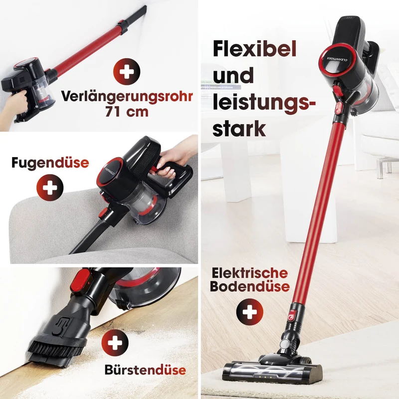 CLEANmaxx Akku-Zyklon-Staubsauger 22,2V kupferrot/schwarz mit elektr. Bodendüse