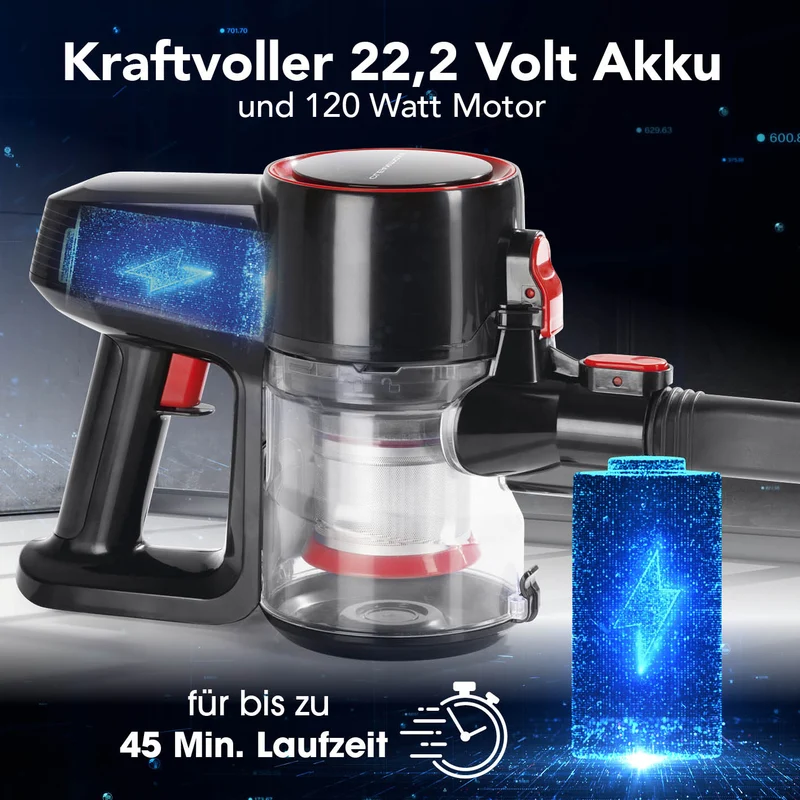CLEANmaxx Akku-Zyklon-Staubsauger 22,2V kupferrot/schwarz mit elektr. Bodendüse