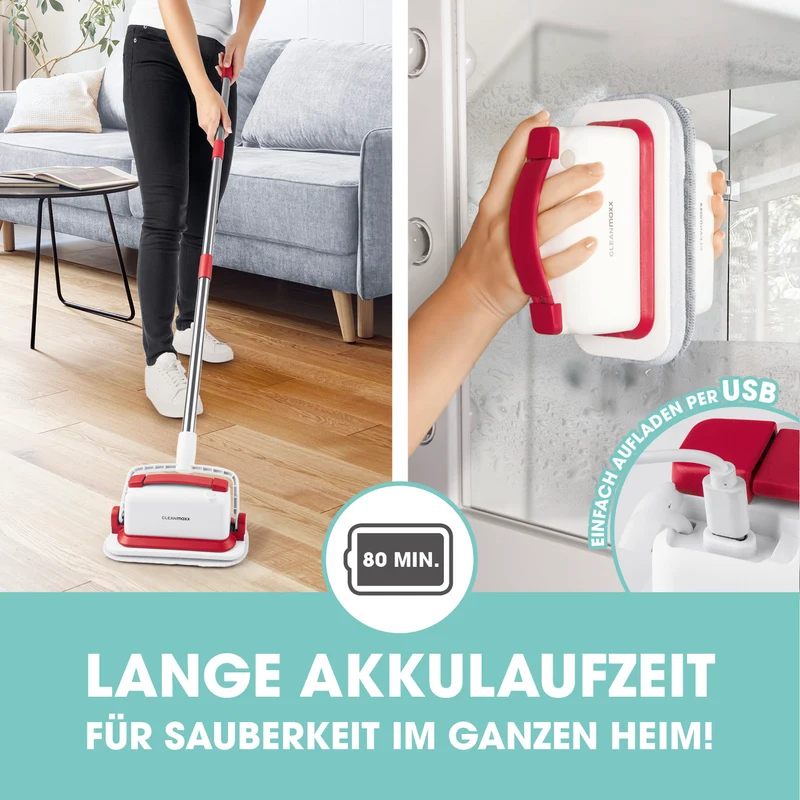 CLEANmaxx Akku-Scheuerbürste - weiß/rot