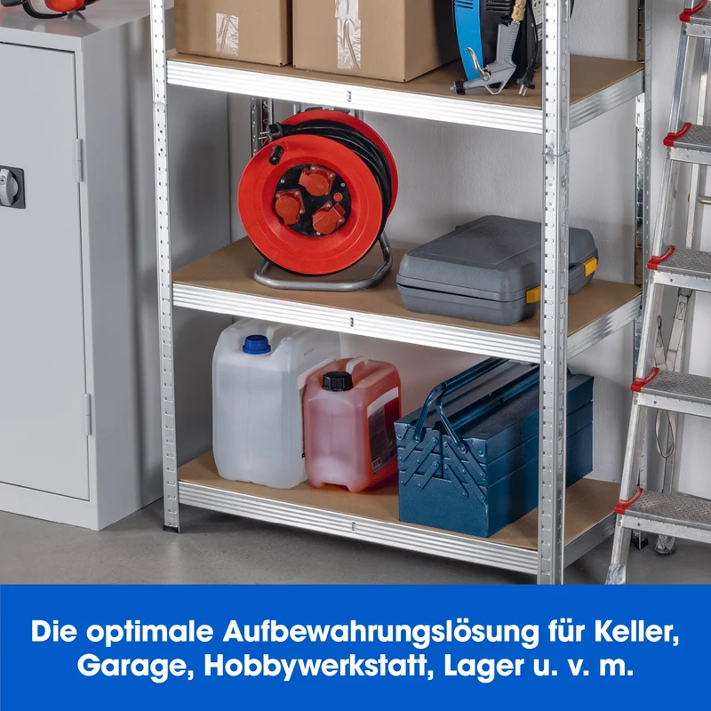 EASYmaxx Schwerlastregal & Werkbank mit GS - Bis zu 175 kg Tragkraft je Regalboden - 180 x 90 x 40 cm