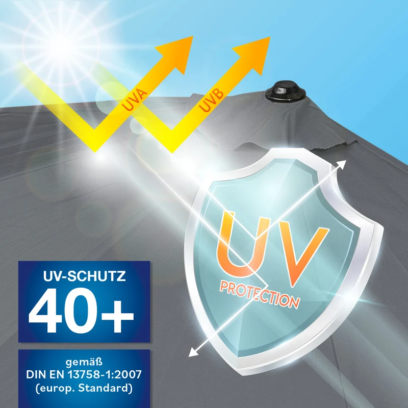 EASYmaxx Sonnenschirm mit UV-Schutz - halbrund 270x140 cm - grau