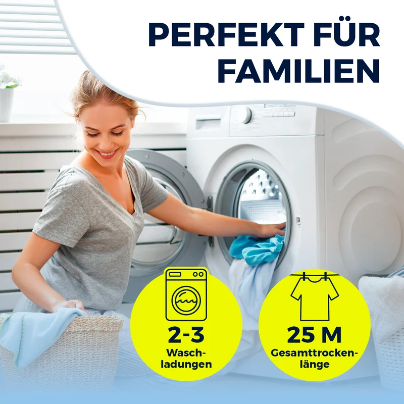 EASYmaxx Falt-Wäscheständer 2500, 25m Trockenlänge, roll-/ausziehbar (max. 2,6m)