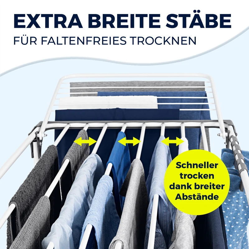 EASYmaxx Falt-Wäscheständer 2500, 25m Trockenlänge, roll-/ausziehbar (max. 2,6m)