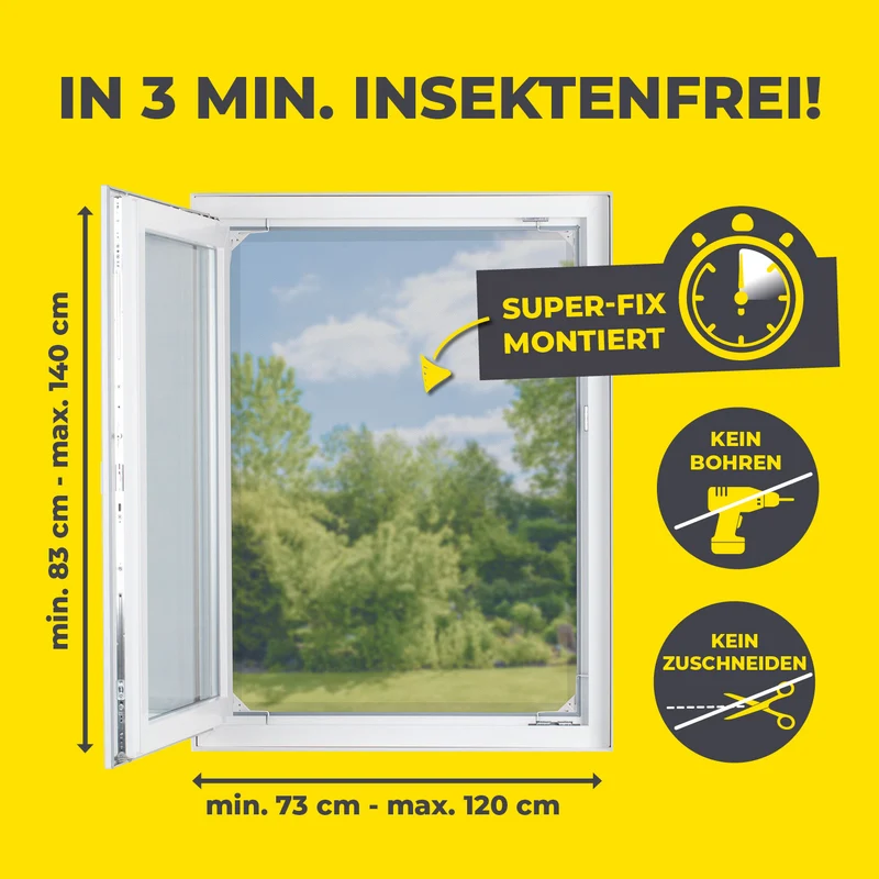 EASYmaxx Insect Protect Teleskop-Insektenschutzgitter mit Netz - weiß