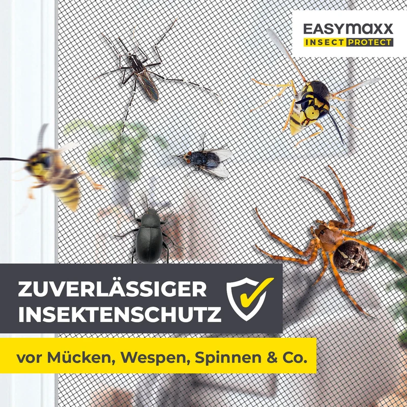 EASYmaxx Insect Protect Teleskop-Insektenschutzgitter mit Netz - anthrazit