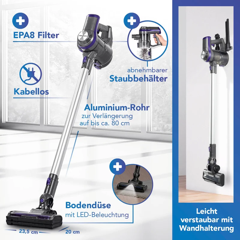 CLEANmaxx Akku-Zyklon-Staubsauger - anthrazit/lila