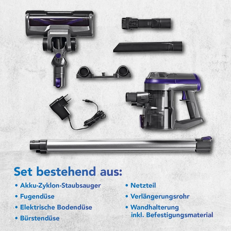 CLEANmaxx Akku-Zyklon-Staubsauger - anthrazit/lila