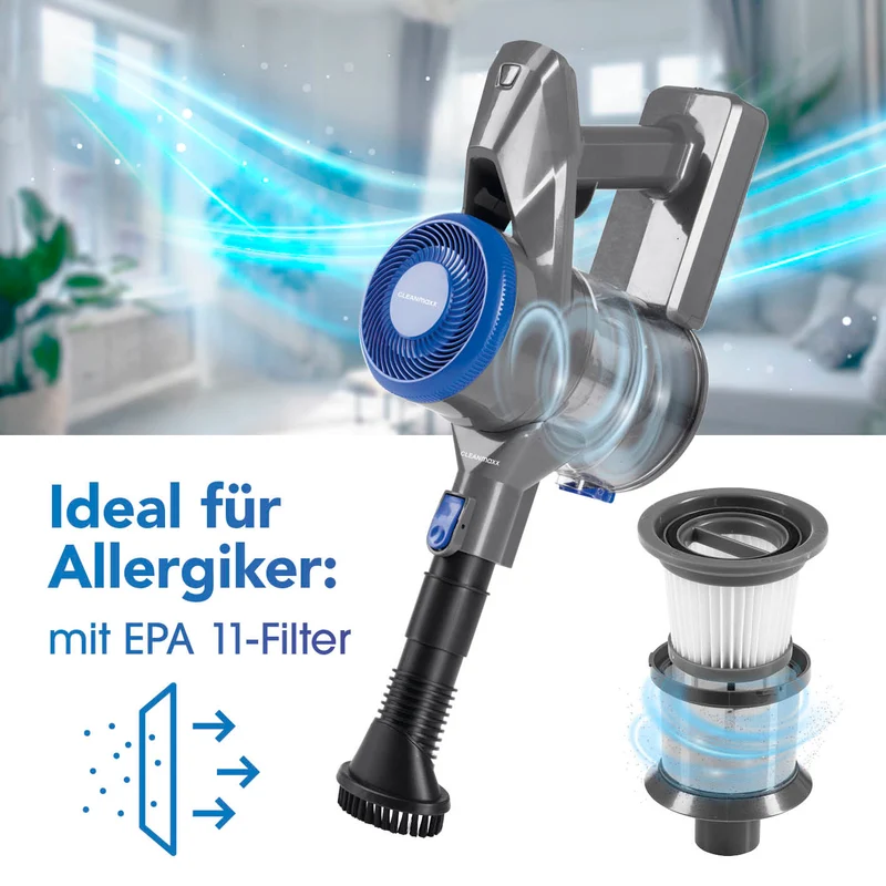 CLEANmaxx Akku-Hand- & Bodenstaubsauger - anthrazit/blau