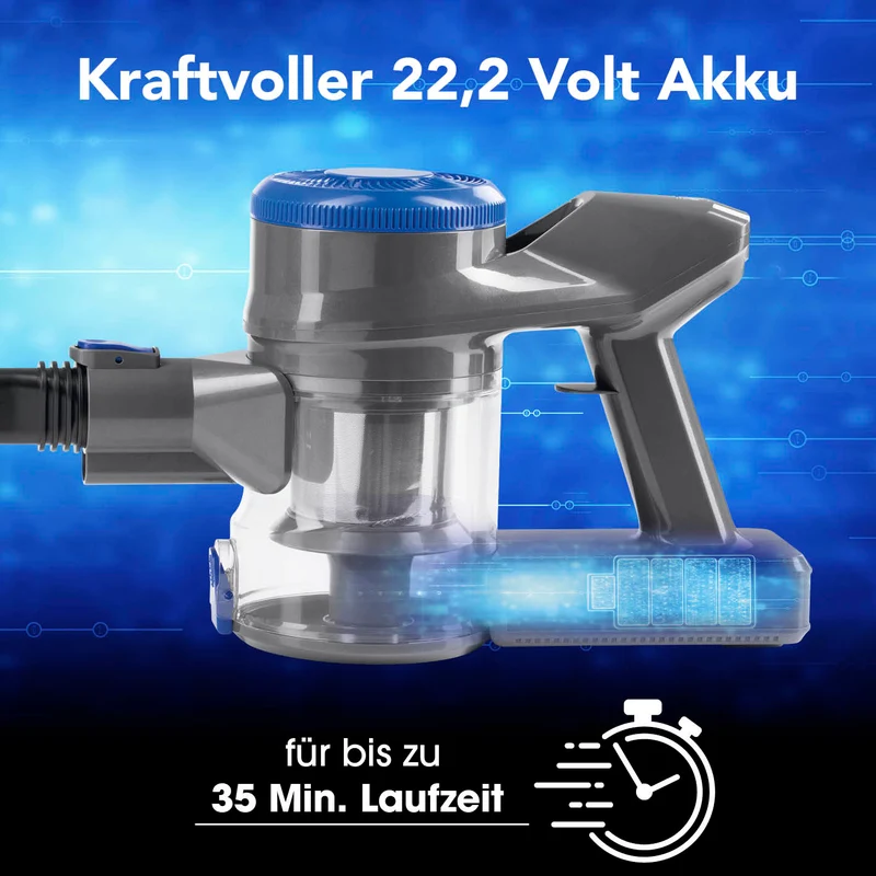 CLEANmaxx Akku-Hand- & Bodenstaubsauger - anthrazit/blau