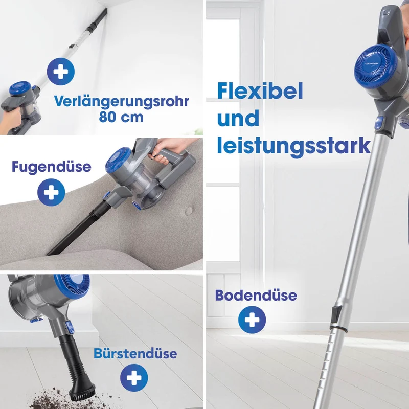 CLEANmaxx Akku-Hand- & Bodenstaubsauger - anthrazit/blau
