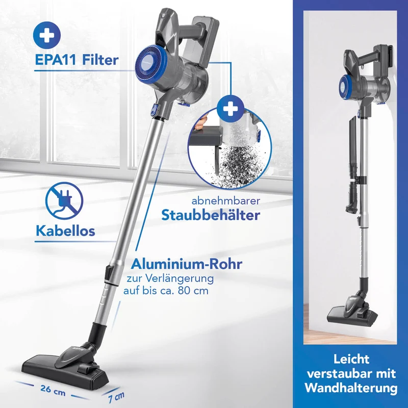 CLEANmaxx Akku-Hand- & Bodenstaubsauger - anthrazit/blau