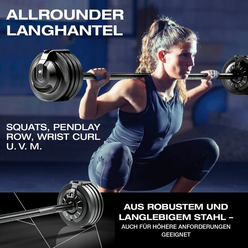 FitEngine verstellbare Multifunktionshantel - Kettlebell, Kurz- & Langhantel