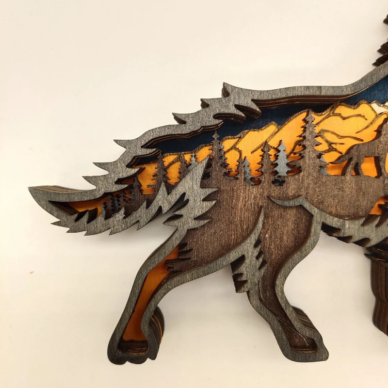 Nightglow Holz Handwerk Wolf Dekor | Karnz