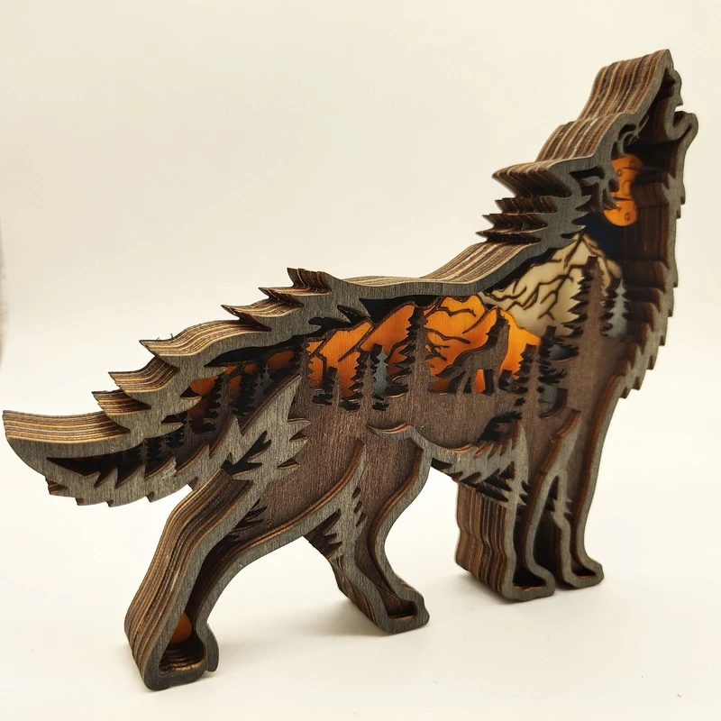 Nightglow Holz Handwerk Wolf Dekor | Karnz