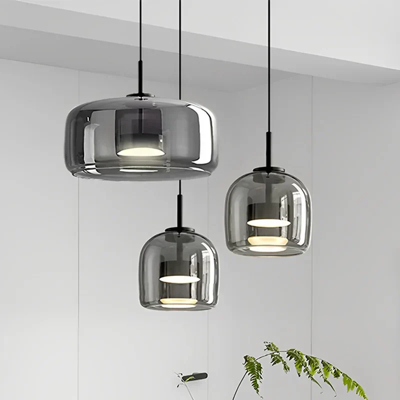 Minimalistische Glas Pendelleuchte, Moderne Designer Hängelampe für Esszimmer & Wohnzimmer | Karnz