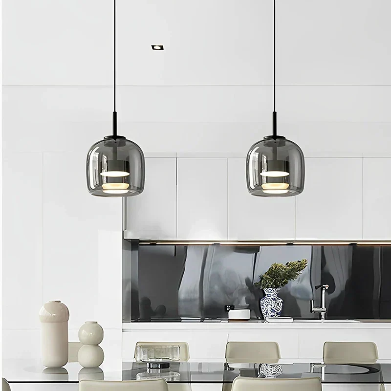 Minimalistische Glas Pendelleuchte, Moderne Designer Hängelampe für Esszimmer & Wohnzimmer | Karnz