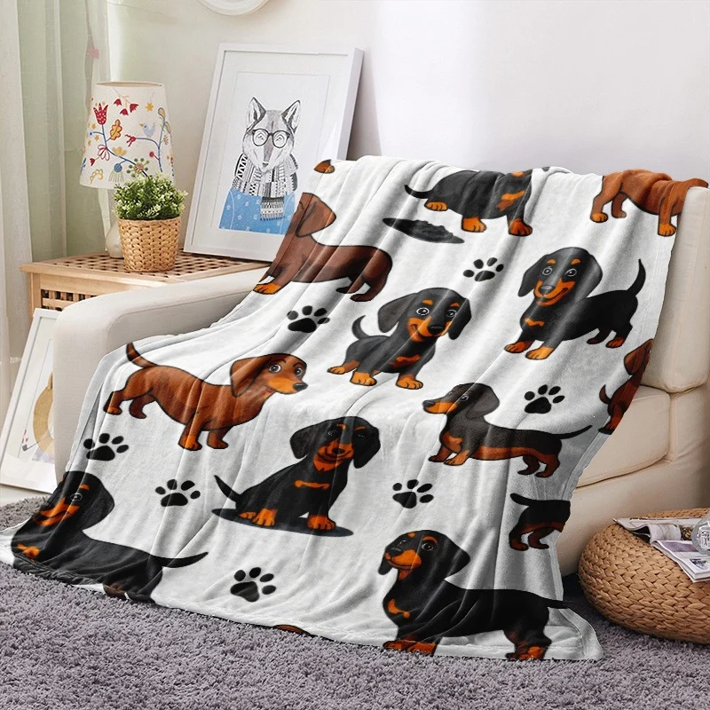 Weiche Cartoon-Dackel-Themen-Fleece-Decke