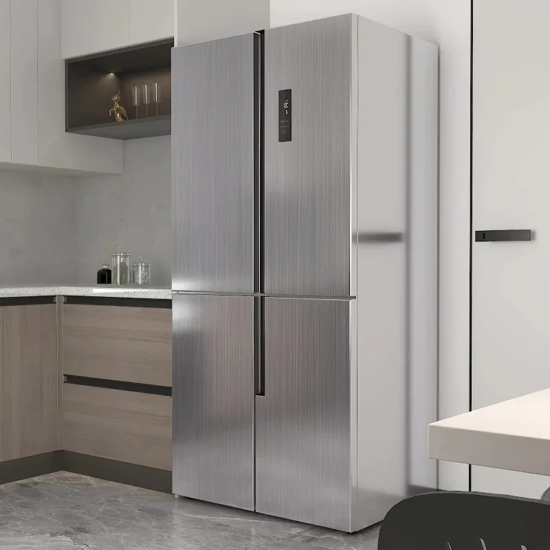 Edelstahl-Look Küchenmöbel Kühlschrank Selbstklebender Aufkleber | Karnz