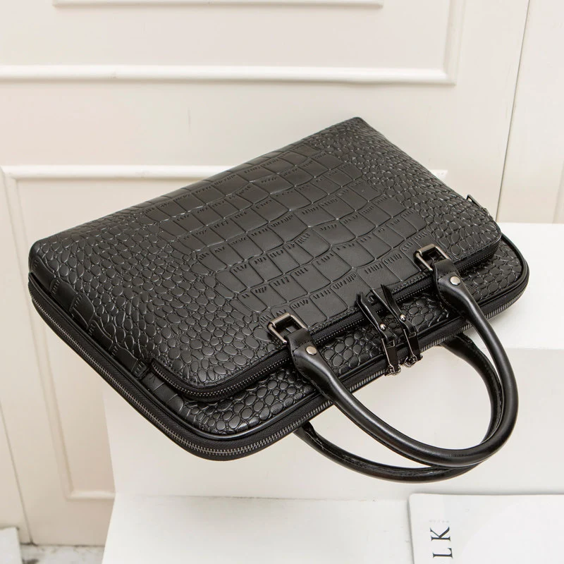 Elegante Laptop-Aktentasche Im Krokodil-Look Karnz