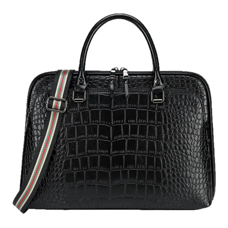 Elegante Laptop-Aktentasche Im Krokodil-Look Karnz