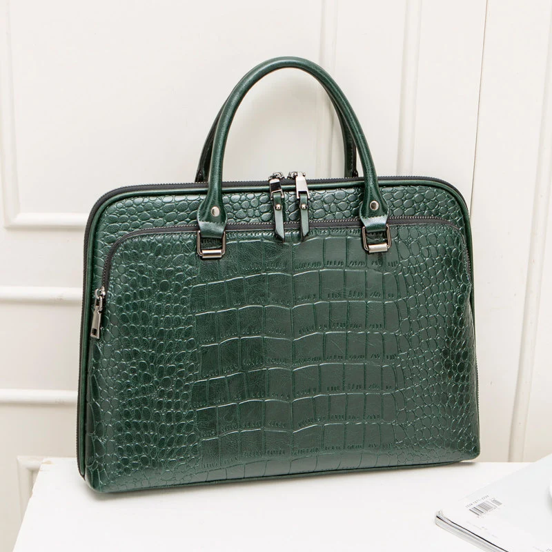Elegante Laptop-Aktentasche Im Krokodil-Look Karnz