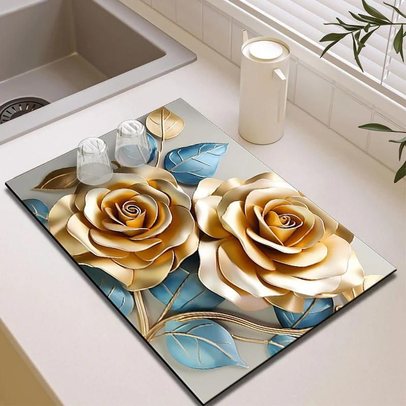 Elegante Blumenmuster Küchenmatte