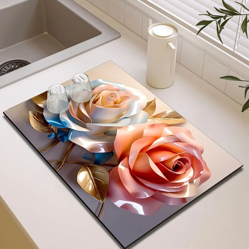 Elegante Blumenmuster Küchenmatte