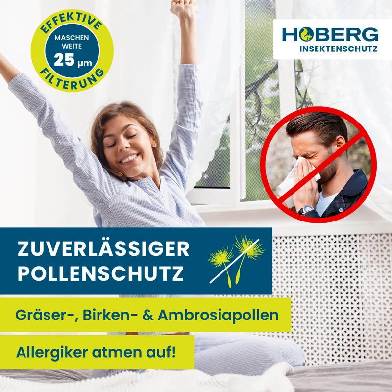 HOBERG Insekten- & Pollenschutzgitter mit Magnetbefestigung für Fenster - 4er-Set