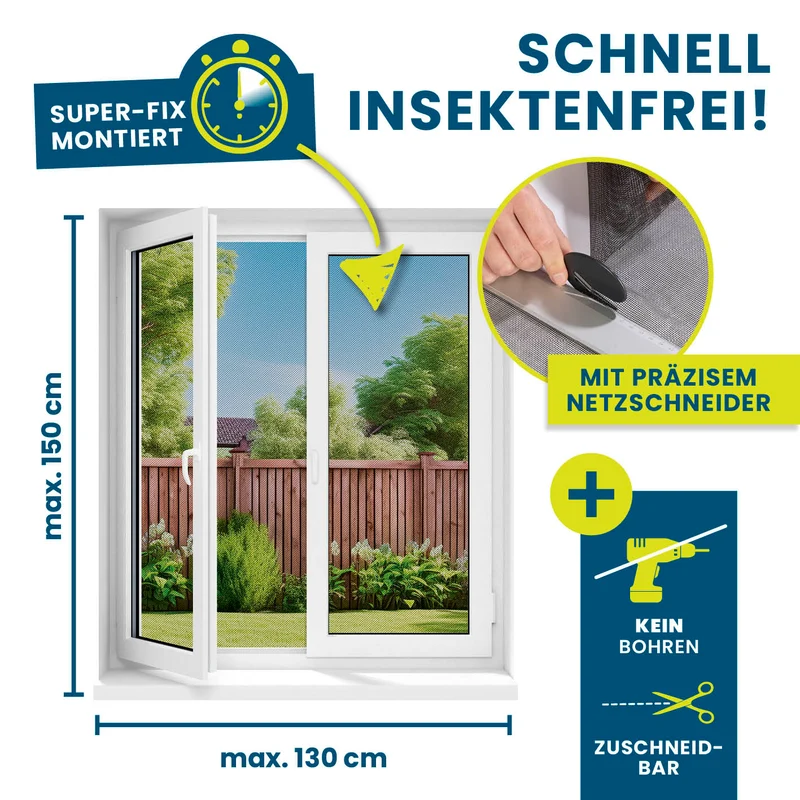 HOBERG Insektenschutzgitter mit Magnetbefestigung – Fenster – 4er-Set