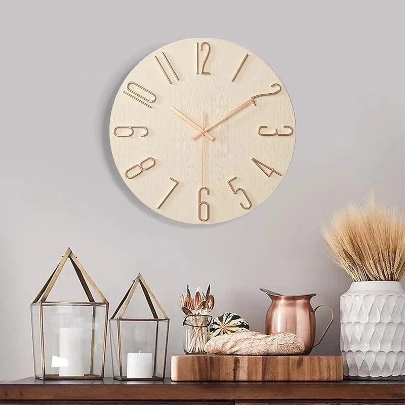 Karnz | Rahmenlose Wanduhr aus Holz – Nordische Minimalistische Stille Uhr für Modernes Wohndekor