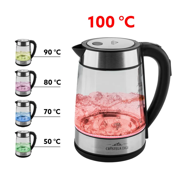 Elektrischer Wasserkocher ETA Crystela Digi 7153 90000 (ETA715390000) schwarz/glas