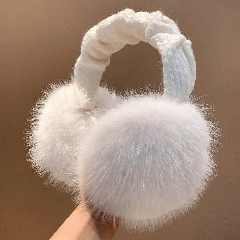 Plüsch-Faux-Fur-Winterohrenschützer mit gestepptem Strickkopfbund Karnz