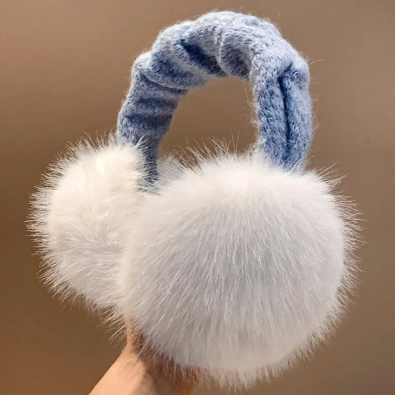 Plüsch-Faux-Fur-Winterohrenschützer mit gestepptem Strickkopfbund Karnz