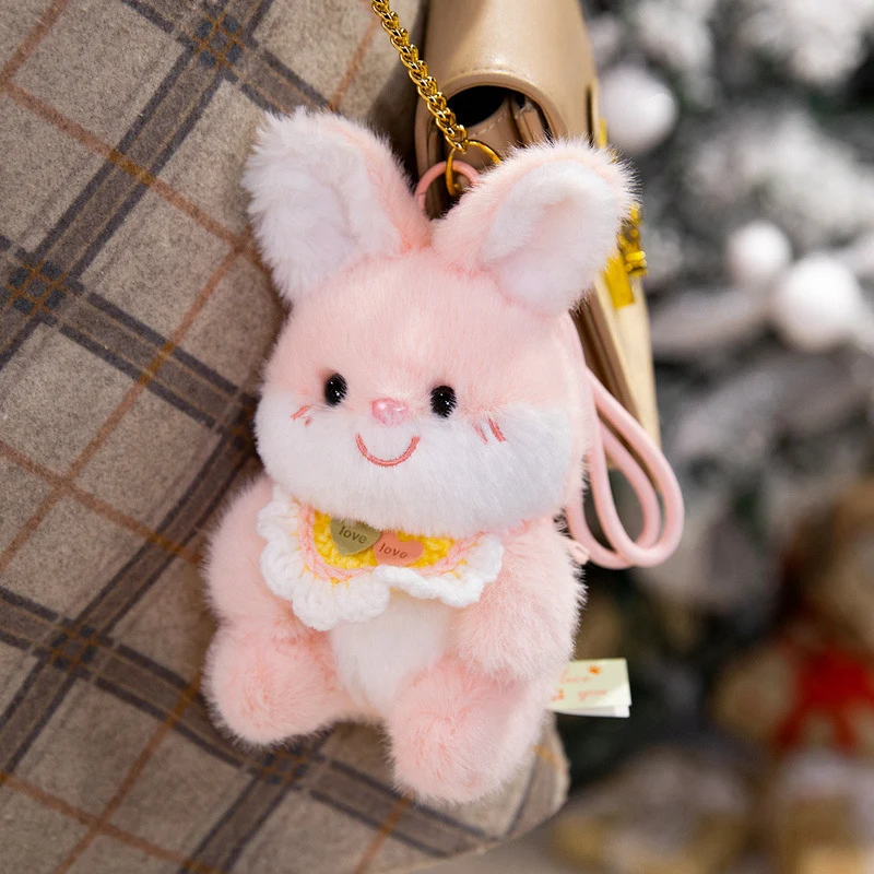 Plüsch-Pinguin Dekorativer Taschencharms mit Häkel-Latz und Feder-Loop-Clip Karnz