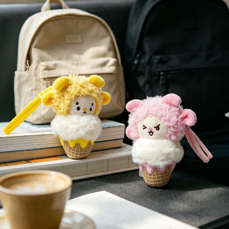 Plüsch Löwe Eiscreme Tasche Charm mit geknotetem Seilriemen Karnz