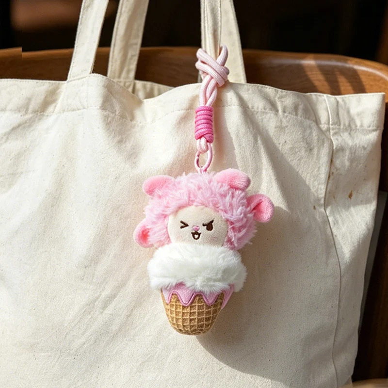 Plüsch Löwe Eiscreme Tasche Charm mit geknotetem Seilriemen Karnz