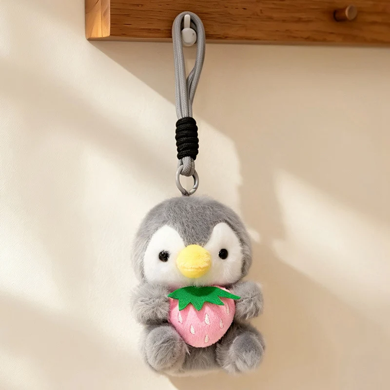Plüsch Calico Katze Erdbeer Mini Taschenanhänger Schlüsselanhänger mit weichem Seilschlaufe & Metallclip Karnz