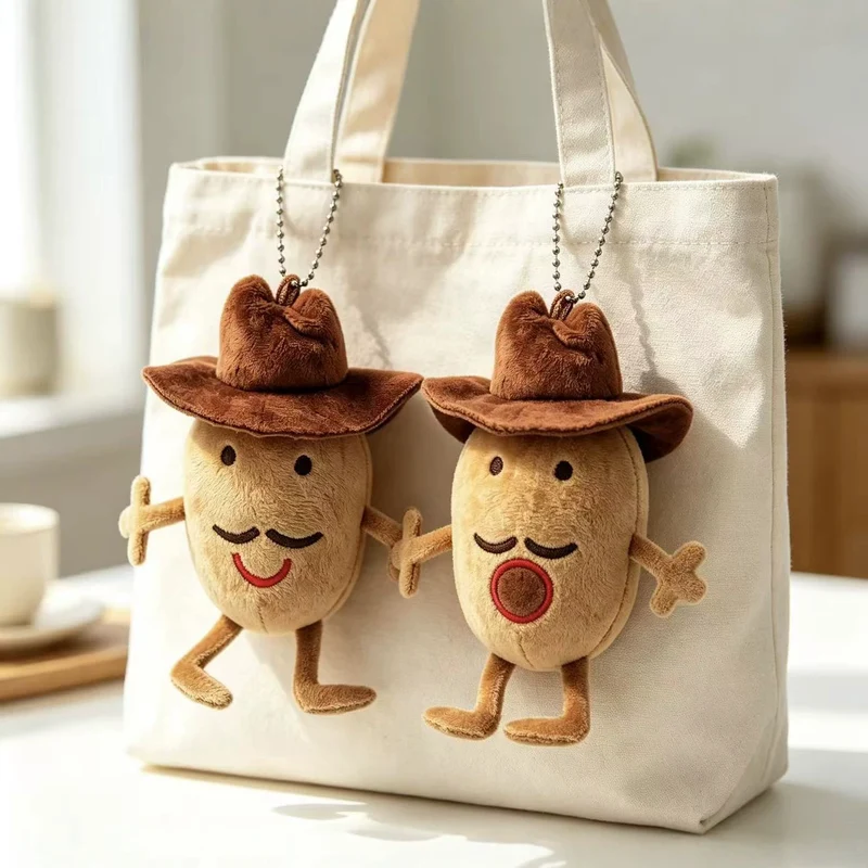 Neuheit Cowboy Charakter Plüsch Taschenanhänger Schlüsselring mit Metallkugel-Kette und kuschelbarem Körper Karnz