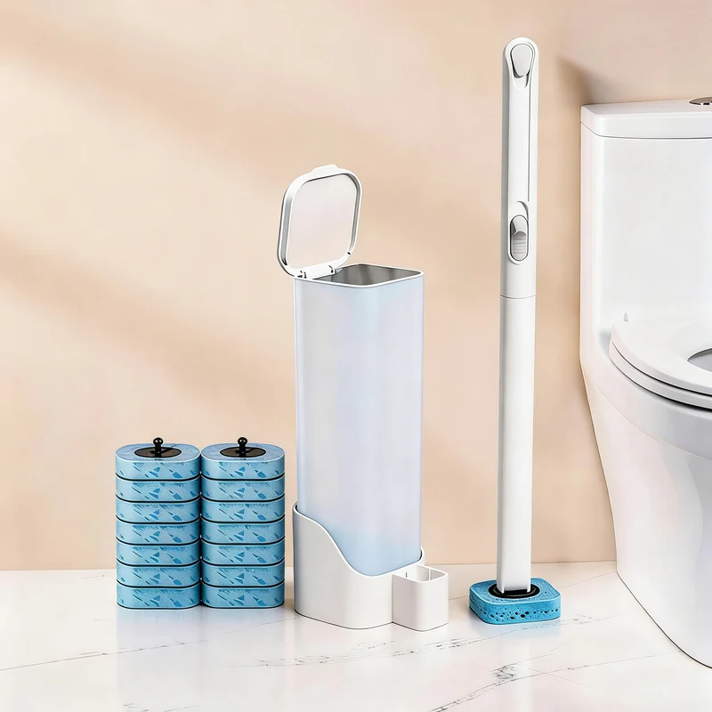 Einweg-Toilettenbürste mit austauschbaren Schwammköpfen