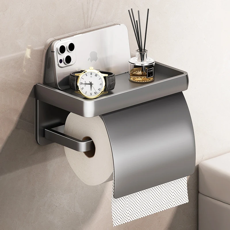 Wandmontierte Toilettenpapierbox aus Weltraum-Aluminium LH0345