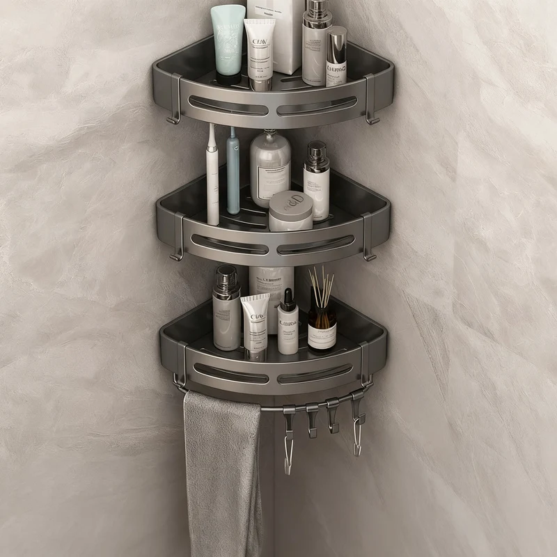 Dreieck-Wandregal für Badezimmer, ohne Bohren