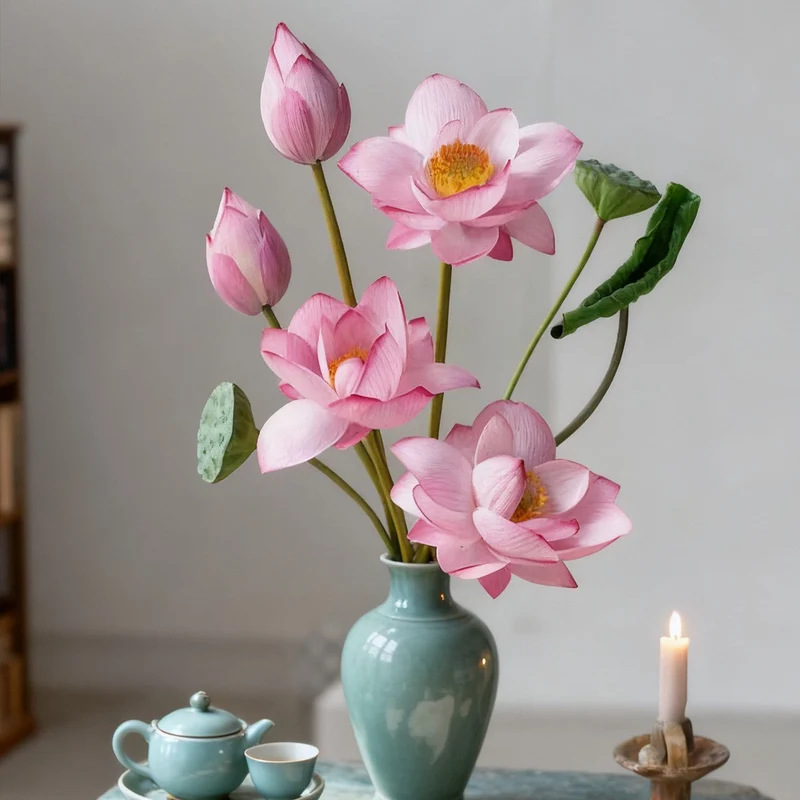 Realistische Lotusblumenarrangement