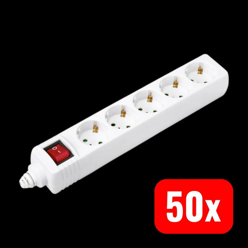 50x B-Ware Sygonix Steckdosenleiste Steckdosen Steckleiste mit Schalter 5fach Weiß 50 STÜCK