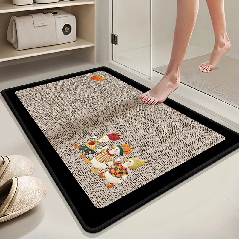 Absorbierende rutschfeste Badematte mit Wintermotiv