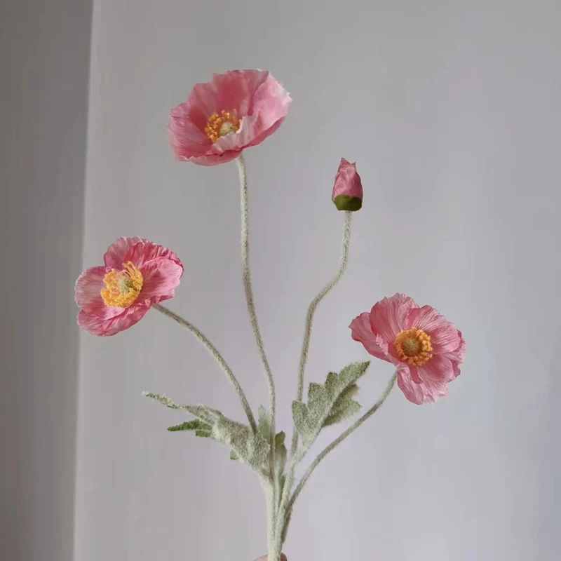 Lebensechter Seiden-Mohnblumenstiel