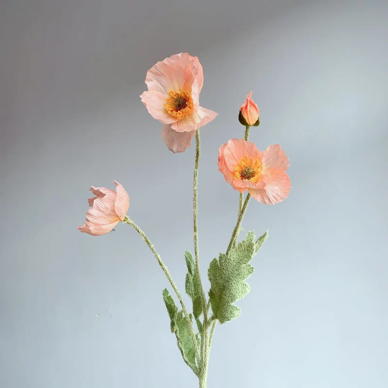 Lebensechter Seiden-Mohnblumenstiel