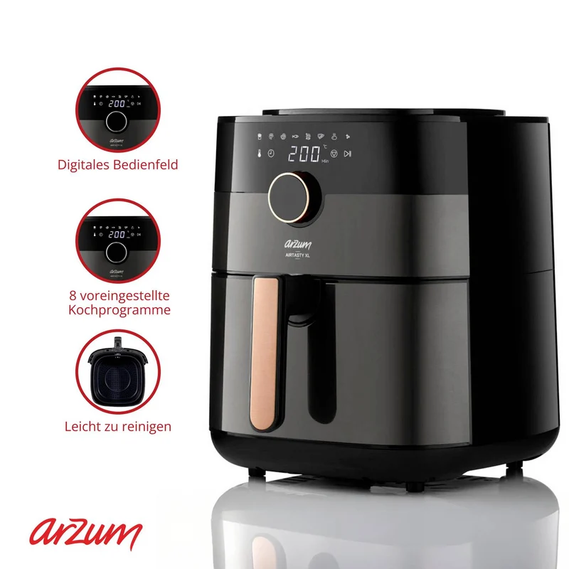 B-Ware arzum Heißluftfritteuse Airfryer Fritteuse 6l 1750W Display Timer Schwarz